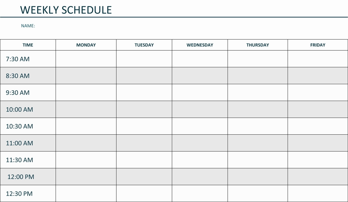 Free Weekly Calendar Template Blank Weekly Am Pm Schedule Template Calendar