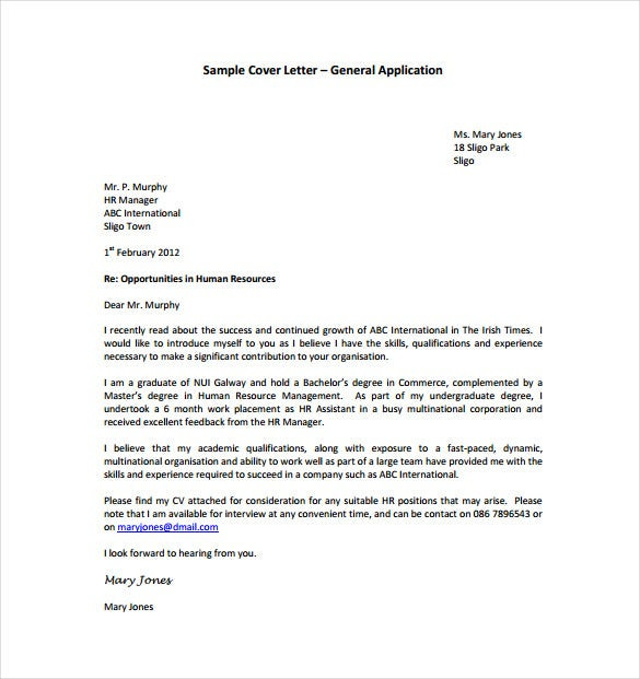 General Cover Letter Template General Cover Letter Template – 11 Free Word Pdf