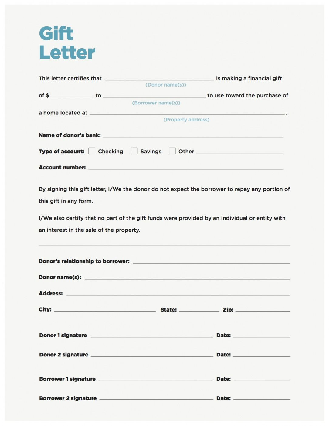 Gift Letter Template Word Editable 018 T Money Can Meet Your Down Payment Needs