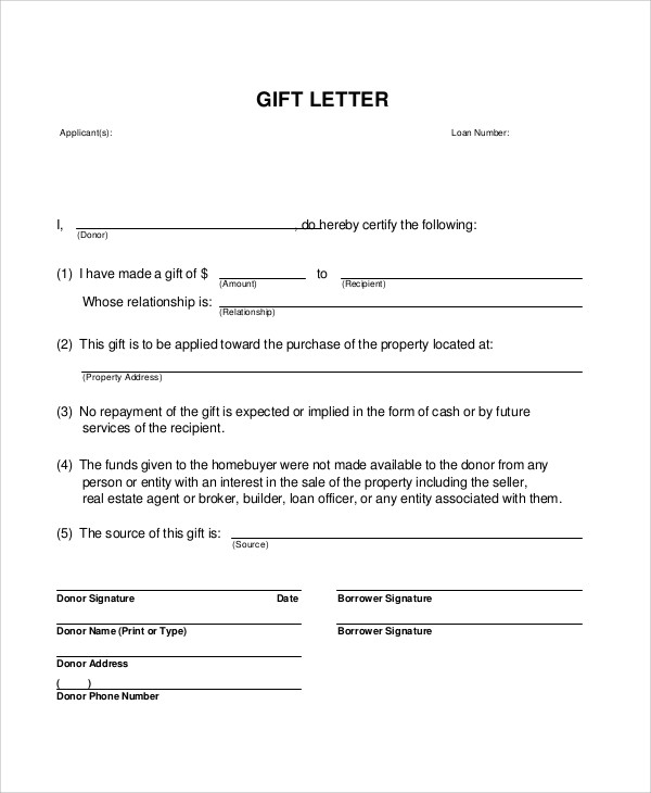 Gift Letter Template Word Free 13 Sample Gift Letter Templates In Pdf