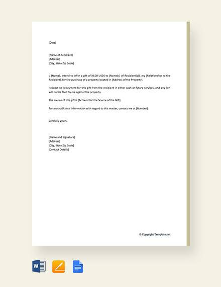 Gift Letter Template Word Free 45 Sample Gift Letter Templates In Pdf