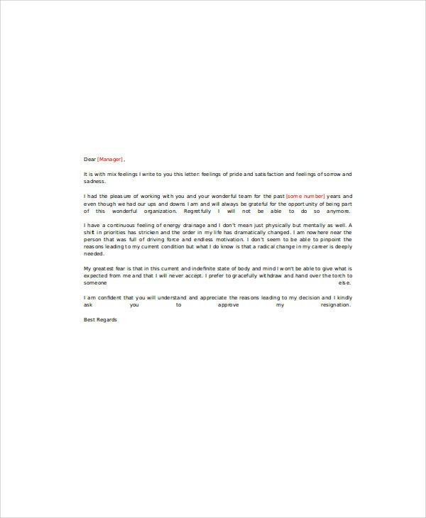 Heartfelt Resignation Letter Template Heartfelt Resignation Letters 9 Free Sample Example