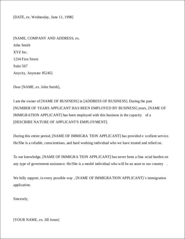 Immigration Recommendation Letter Template Letter Re Mendation for Immigration From Employer for