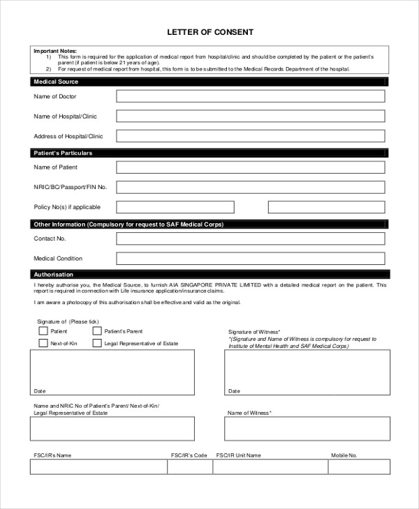 Letter Of Consent Template Free 27 Sample Consent forms In Pdf Ms Word