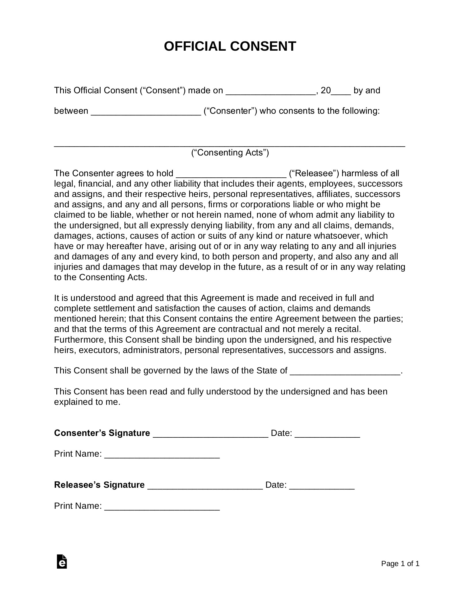 Letter Of Consent Template Free Consent form Template Sample Pdf Word