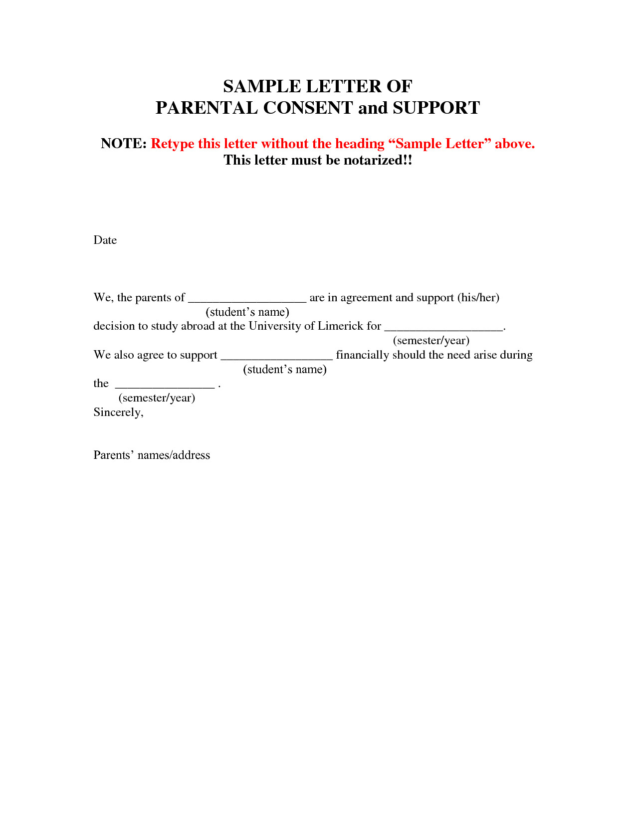 Letter Of Consent Template Letter Consent Template Travel Sample Authorization