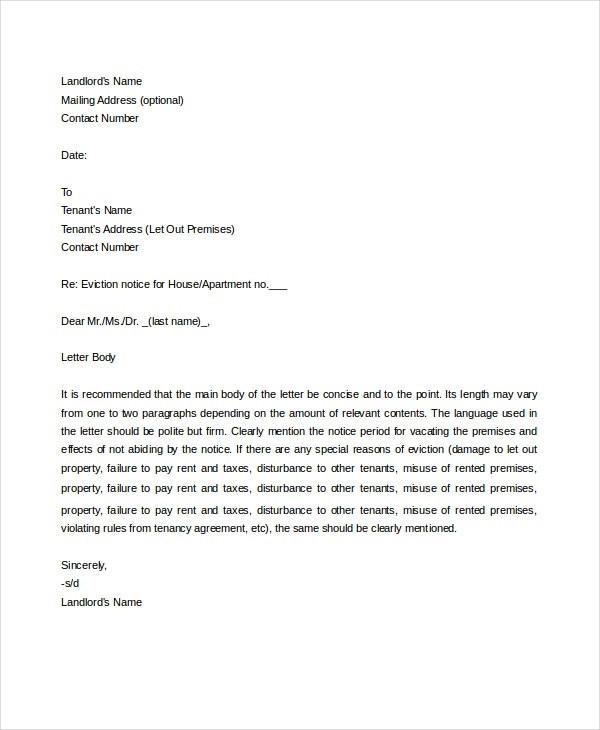 Letter Of Eviction Template Eviction Letters 10 Free Pdf Word Documents Download