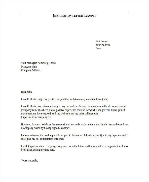 Letter Of Resignation Template Free 7 Board Resignation Letter Samples and Templates In