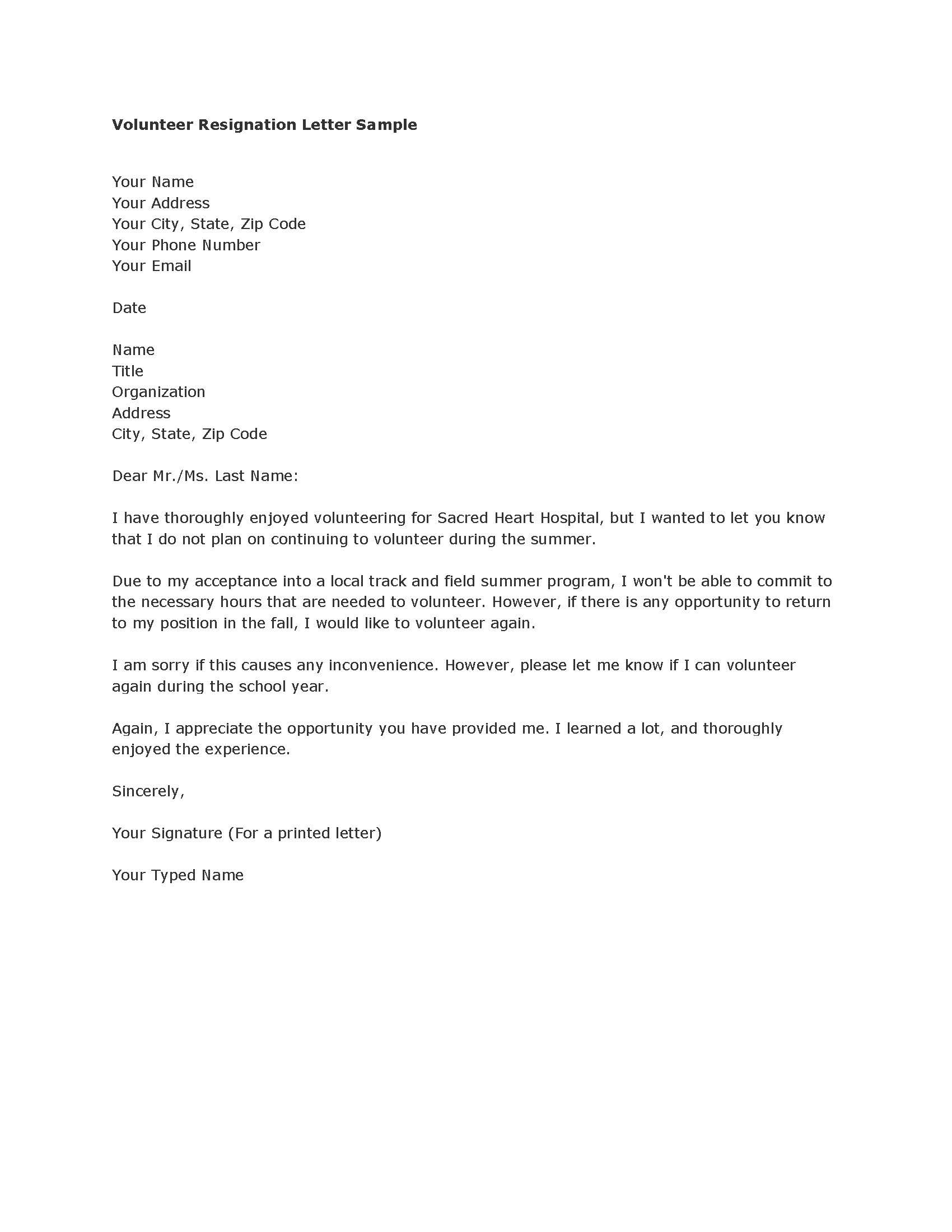 Letter Of Resignation Template Resignation Letter Template
