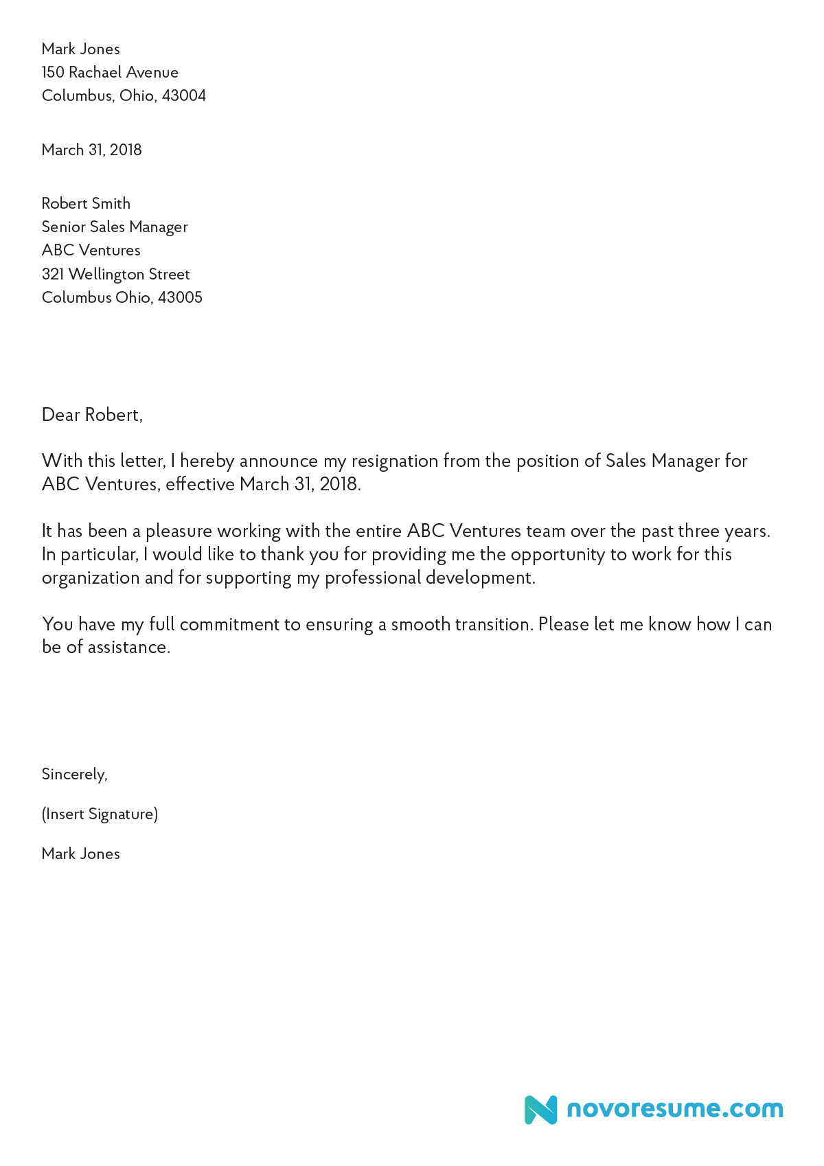 Letter Of Resignation Template Resignation Letter Template
