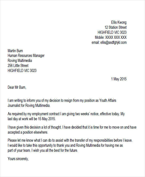 Letter Of Resignation Template Write My Notice Resignation How to Write A Good