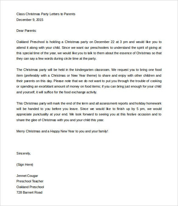 Letter to Parent Template 8 Parent Letter Templates Free Sample Example format