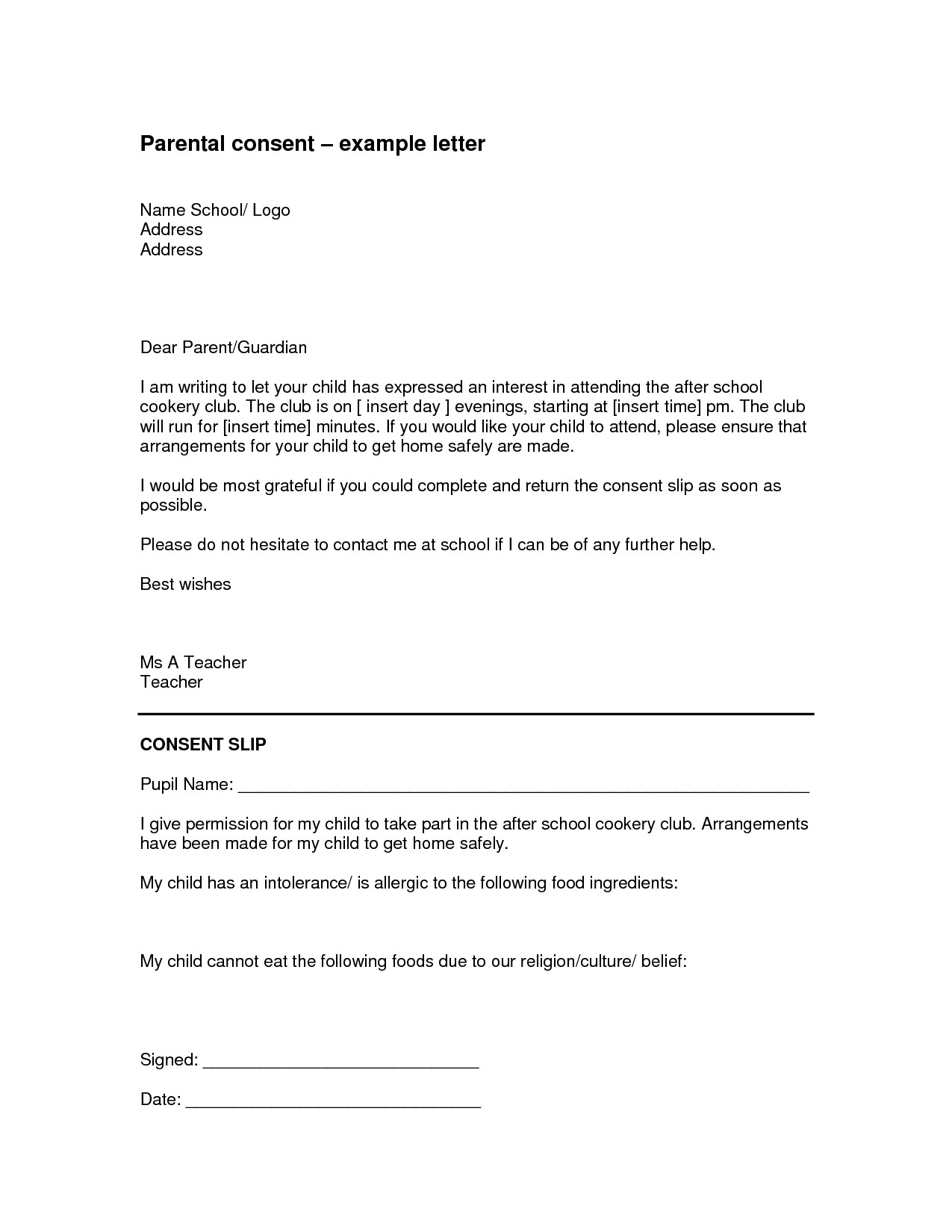 Letter to Parent Template Weekly Letter to Parents Template Collection