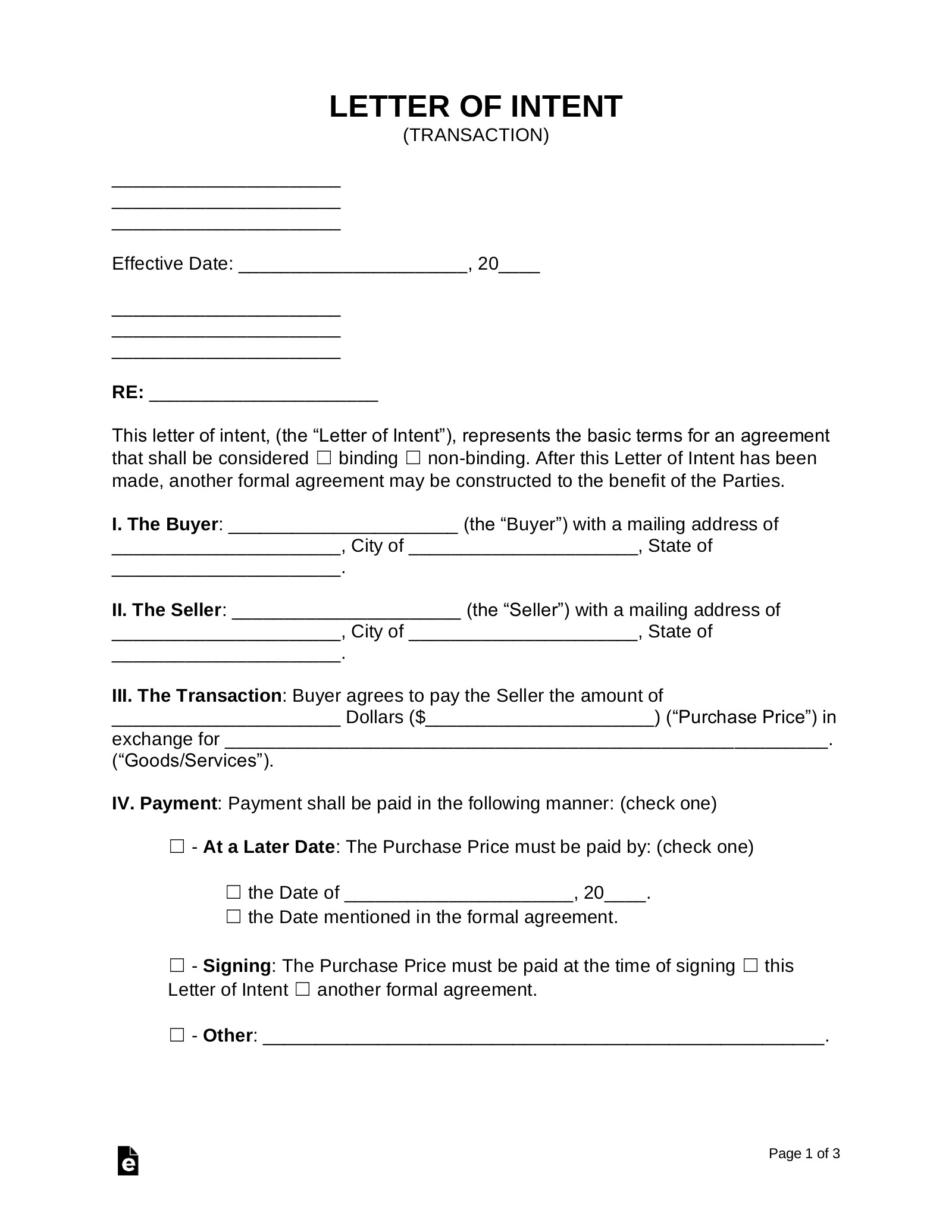 Letters Of Intent Template Sample Letter Intent Template for Your Needs