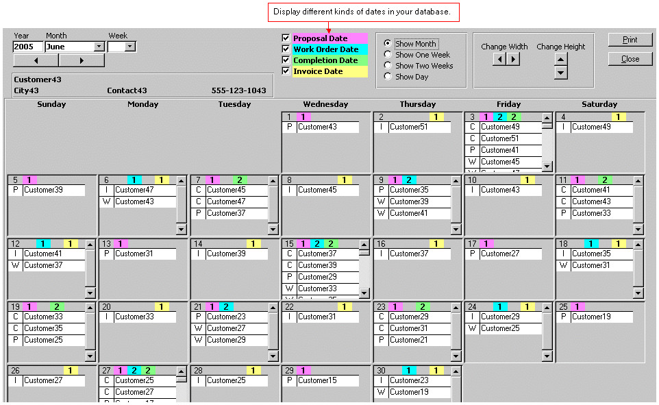 Microsoft Access Calendar Template Microsoft Access Calendar tool Schedule by Month Week Day