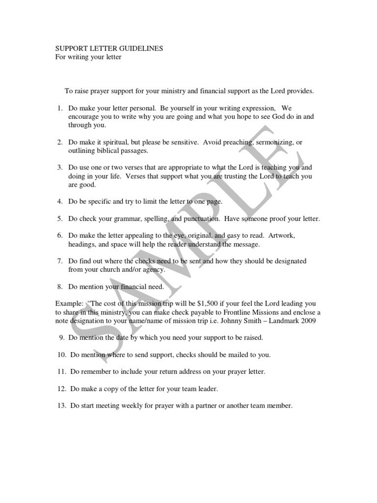 Ministry Support Letter Template 30 Ministry Support Letter Template
