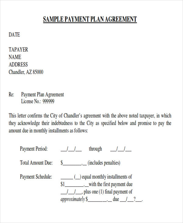 Payment Arrangement Letter Template Free 10 Sample Payment Plan Agreement Templates In Ms