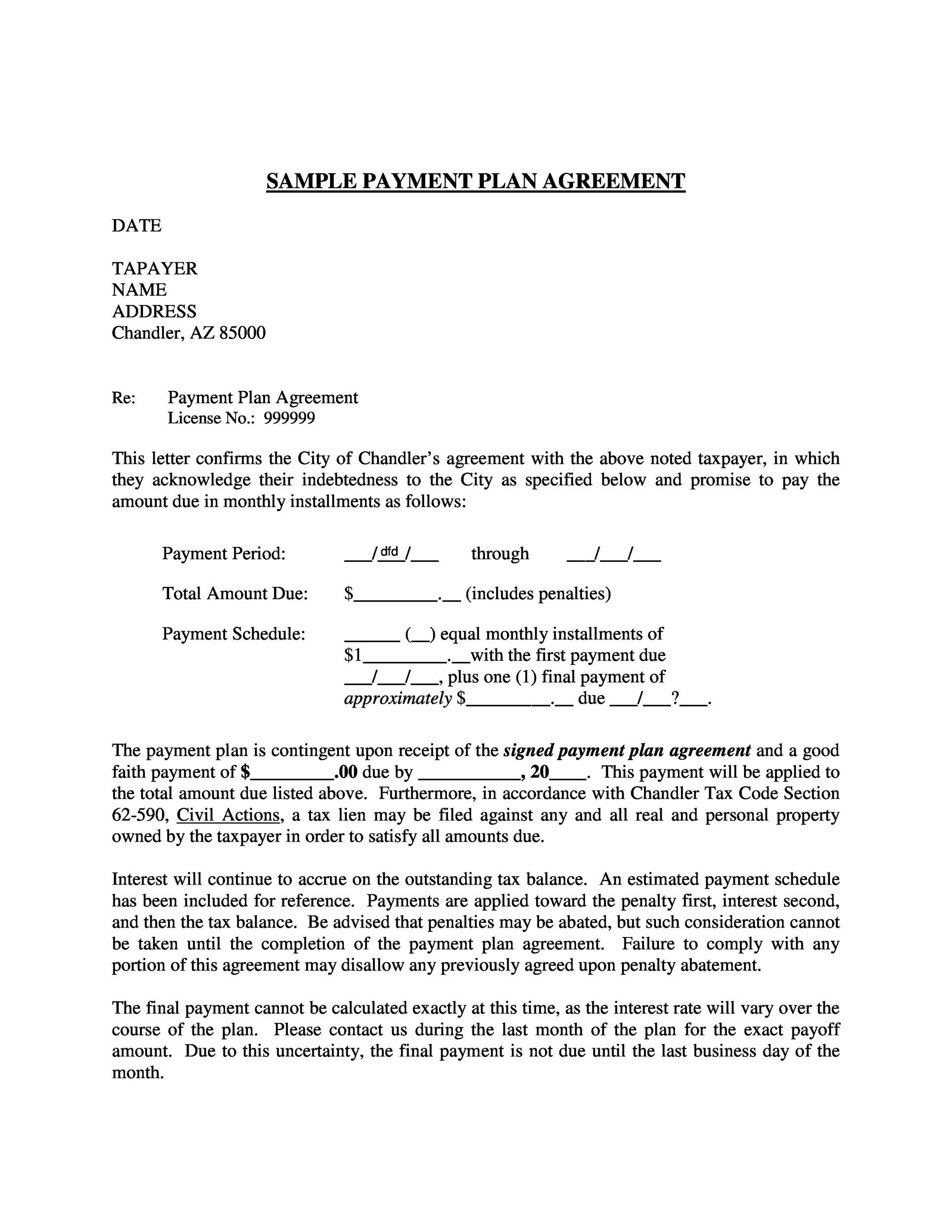 Payment Arrangement Letter Template Payment Agreement 40 Templates &amp; Contracts Templatelab