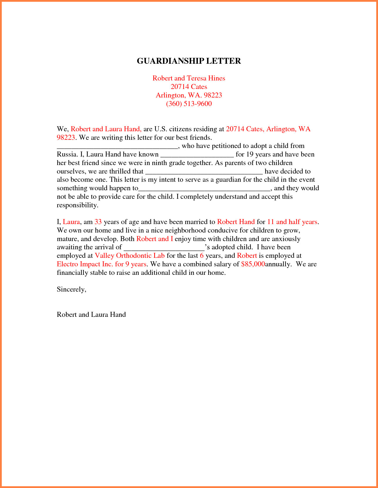 Permanent Guardianship Letter Template Permanent Guardianship Letter Template Collection