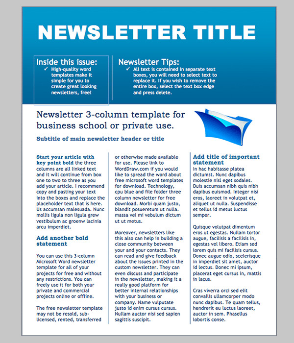Print Newsletter Template Free 6 Free Newsletter Word Templates Excel Pdf formats