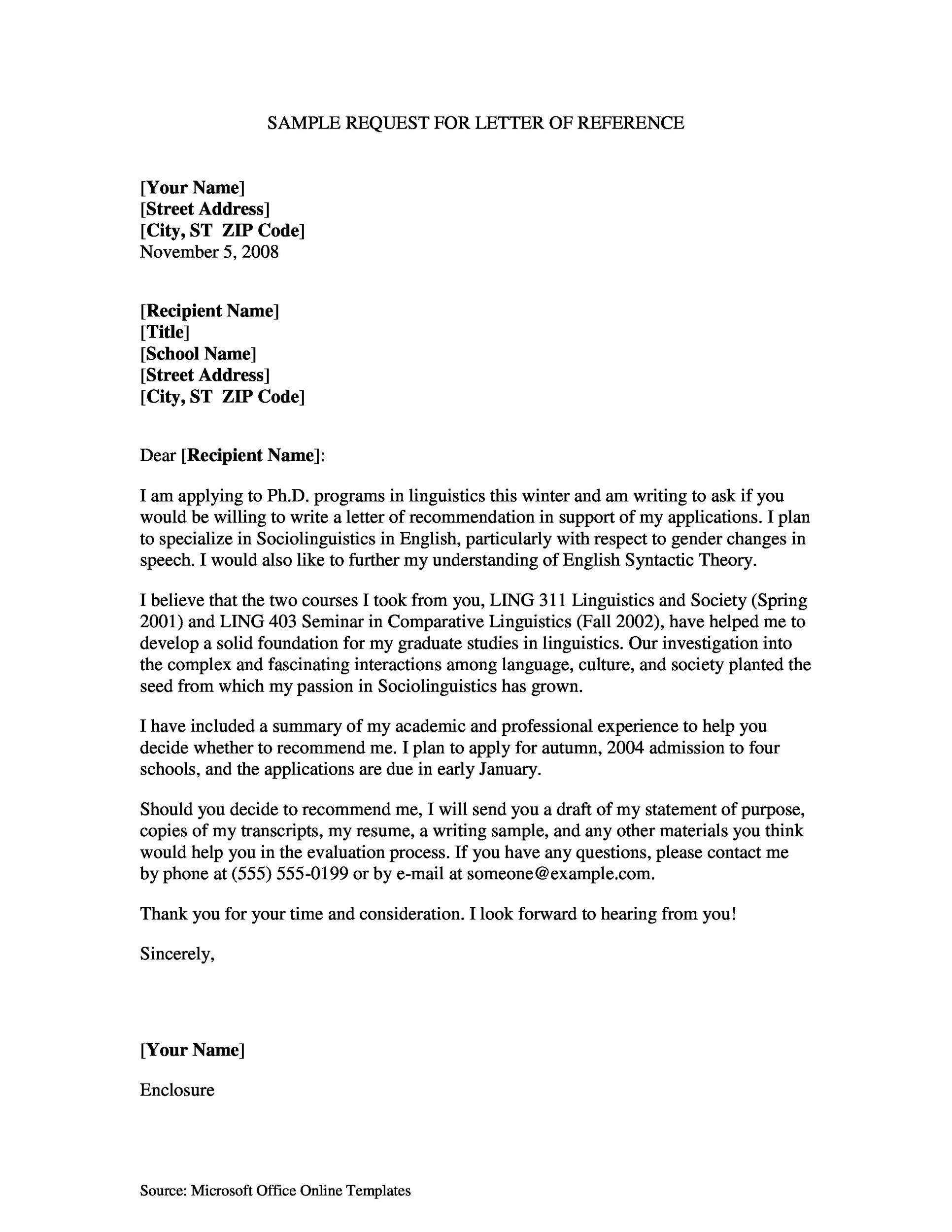 Reference Letter Template Free 43 Free Letter Of Re Mendation Templates &amp; Samples