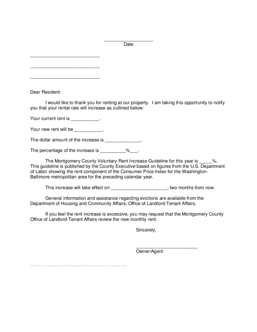 Rent Increase Letter Template 2020 Rent Increase Letter Fillable Printable Pdf