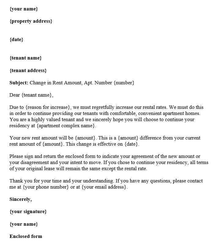 Rent Increase Letter Template 37 Friendly Rent Increase Letter Samples and Templates