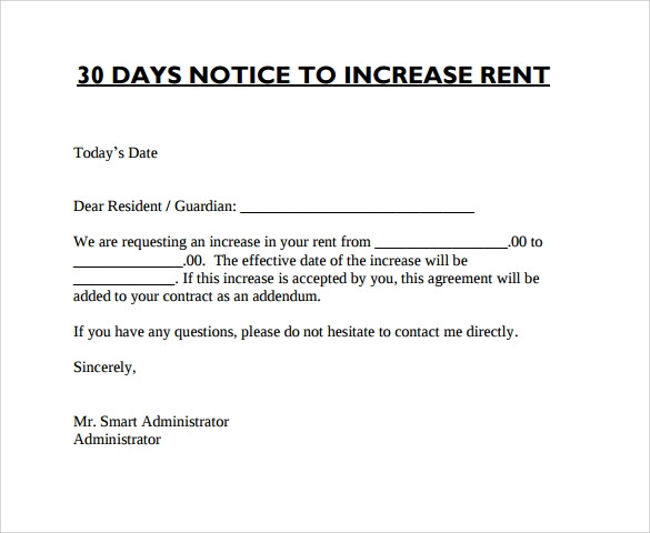 Rent Increase Letter Template 76 Free Letter About Rent Increase Pdf Download Docx