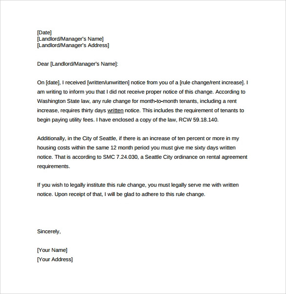 Rent Increase Letter Template 9 Sample Rent Increase Letter Templates – Pdf Word
