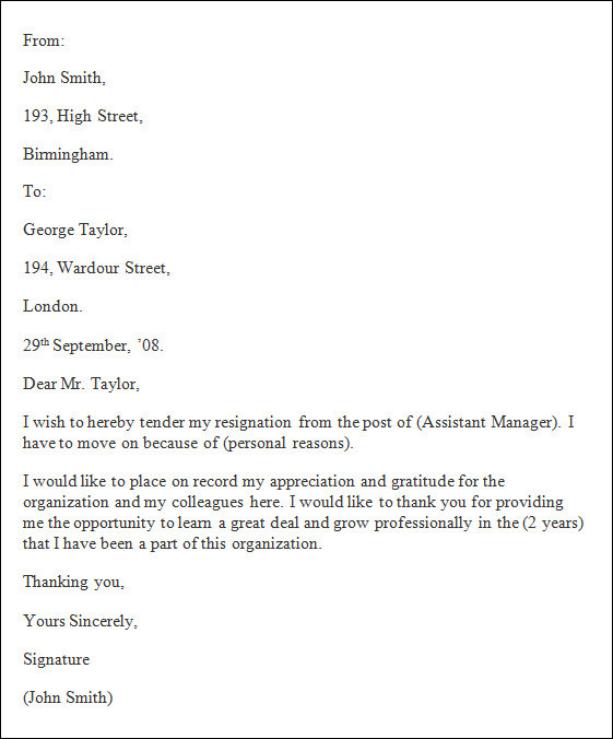 Resignation Letter Template Free Free 4 Resignation Letter Templates In Ms Word