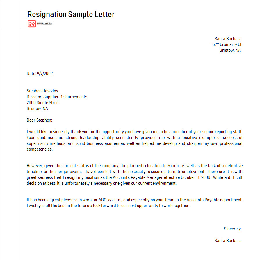Resignation Letter Template Free Resignation Letter format – Free Professional Templates
