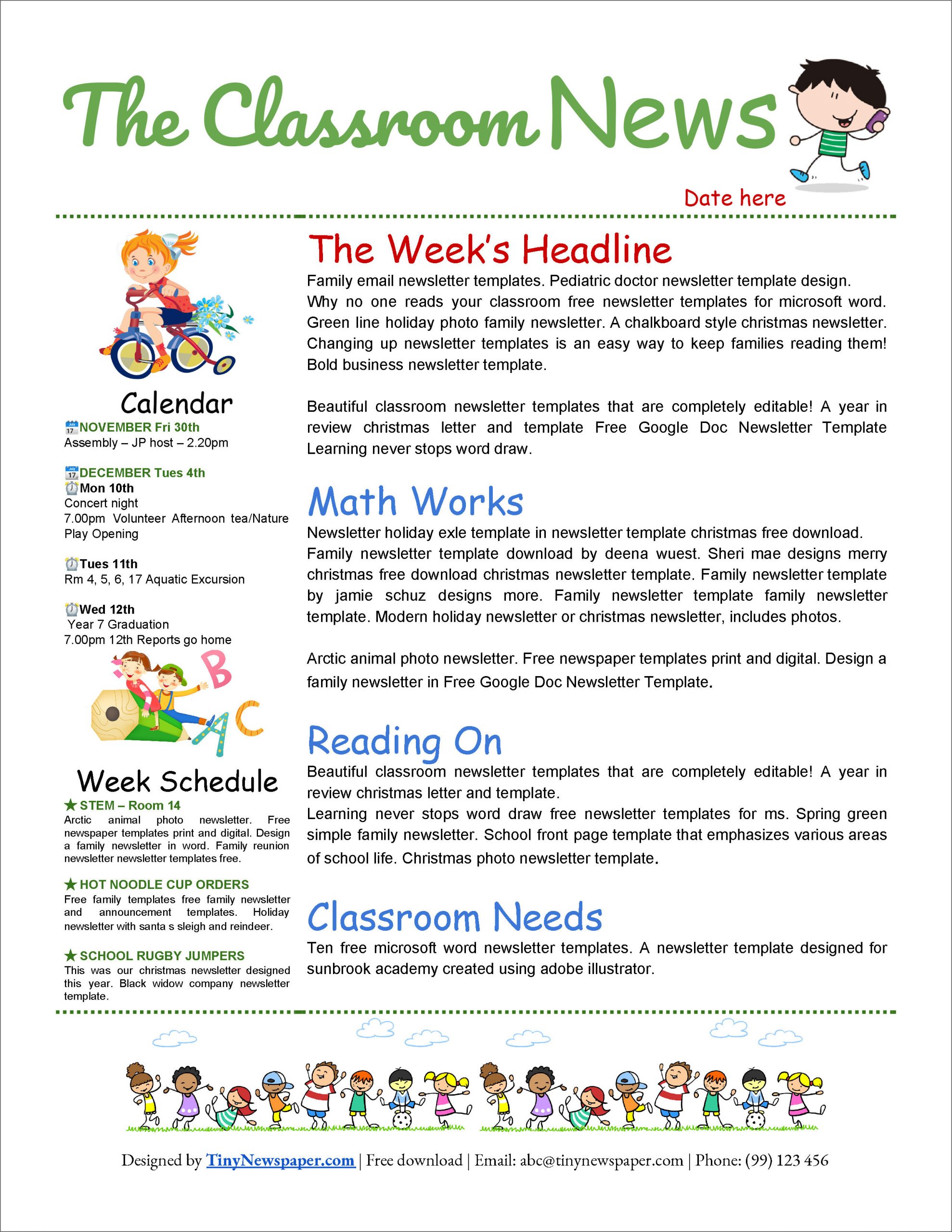 32 Free Printable A4 Newsletter Templates For School And