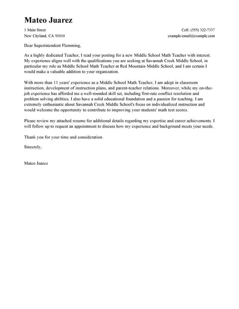 Teacher Cover Letter Template Leading Professional Teacher Cover Letter Examples