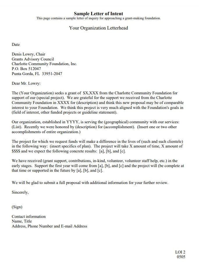 Template Letter Of Intent Business Vendor Letter Of Intent