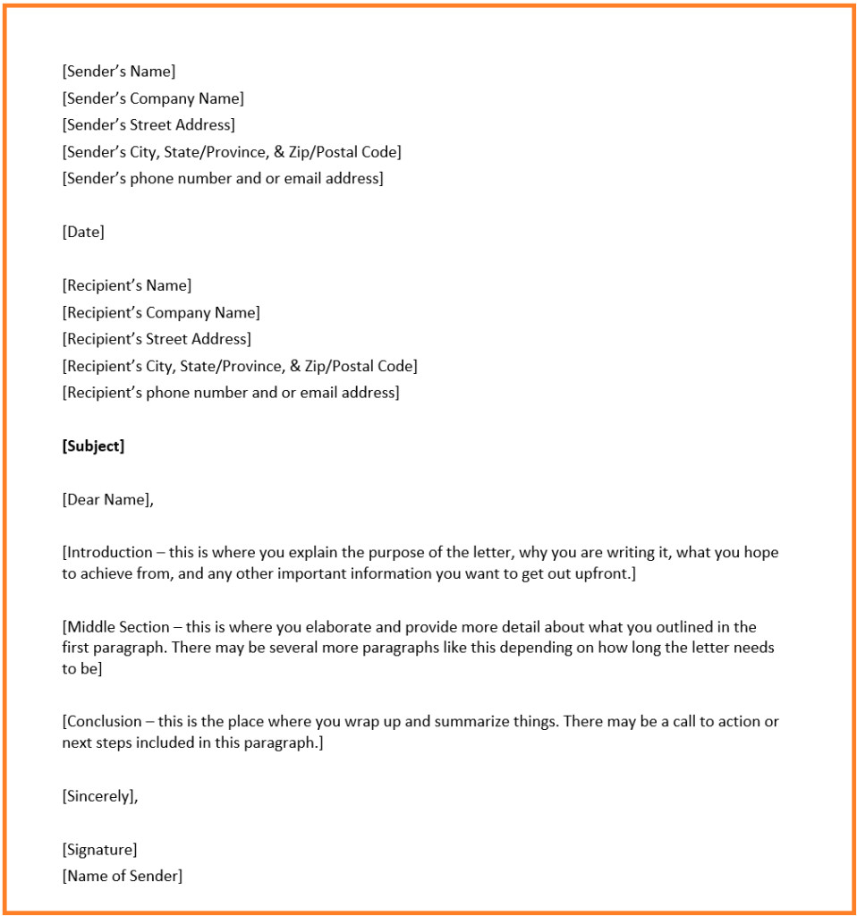 Business form Letter Template Business Letter format Overview Structure and Example