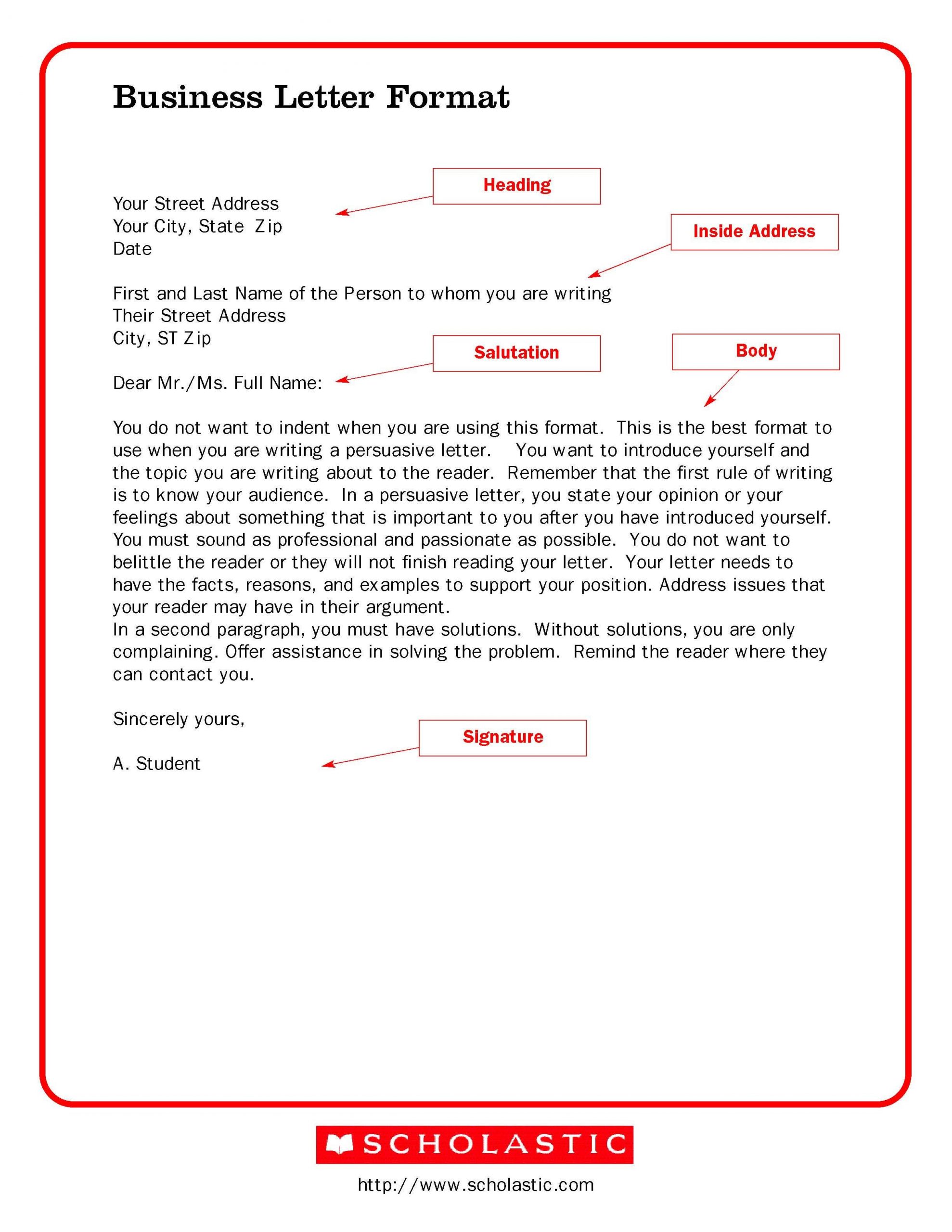 Business form Letter Template Sample Business Letters and forms Sample Standard
