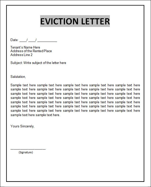 Letters Of Eviction Template Free 38 Eviction Notice Templates In Pdf