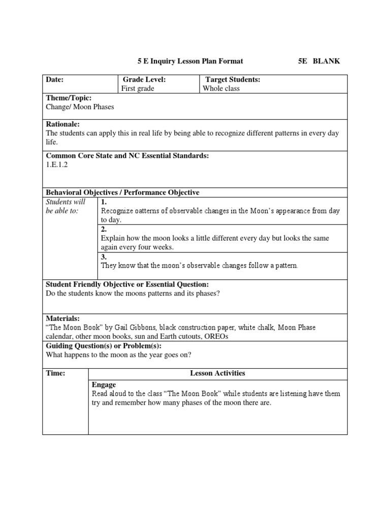 1st Grade Science Lesson Plans First Grade Science Lesson Plan