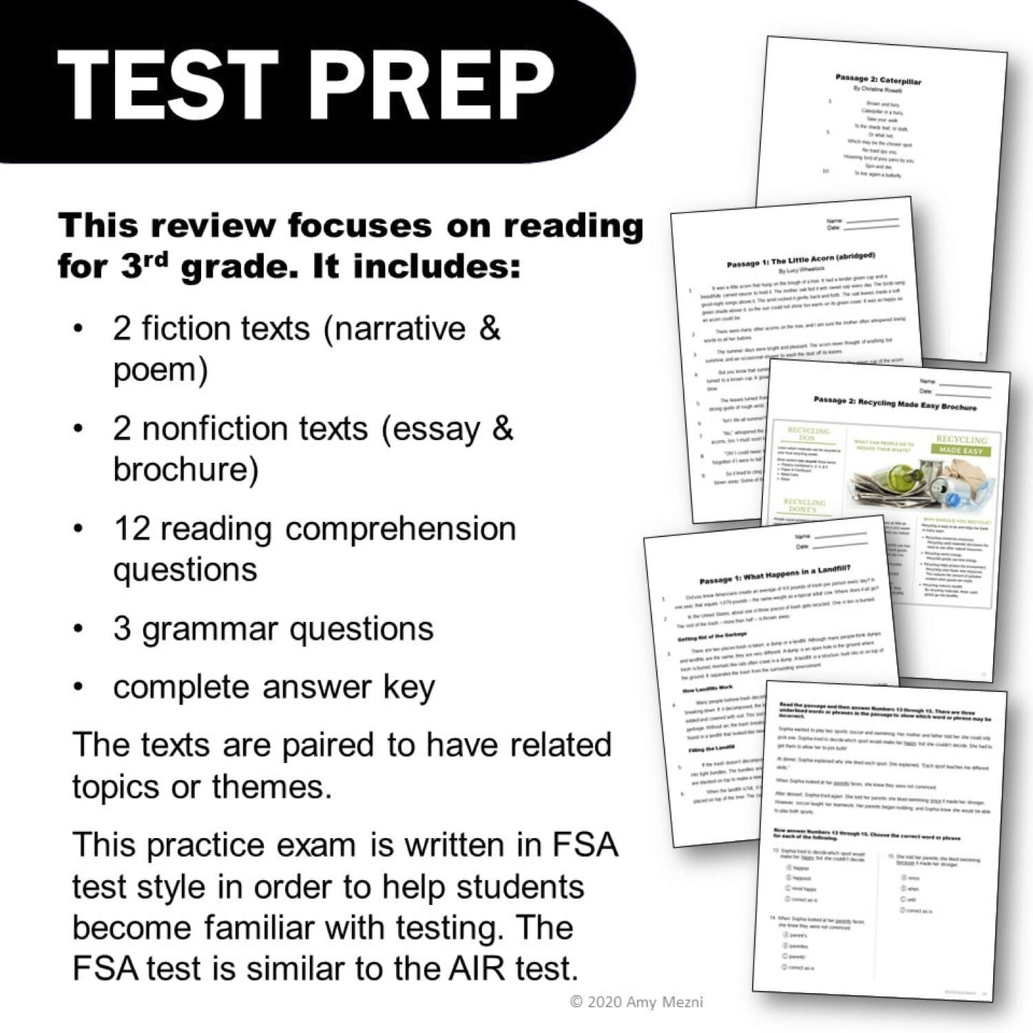 3rd Grade Reading Lesson Plans Ela Test Prep Reading Practice Test Volume 2 3rd Grade Fsa