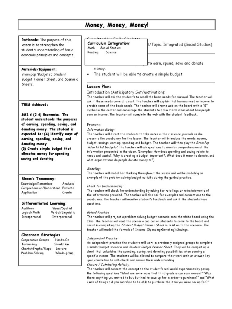3rd Grade Science Lesson Plans Lesson Plan Example Third Grade