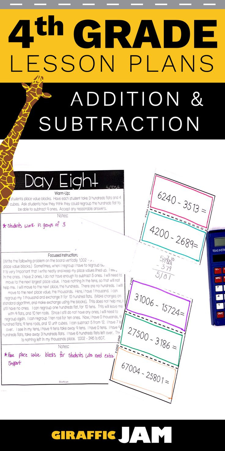 4th Grade Math Lesson Plans 4th Grade Addition and Subtraction Lesson Plans