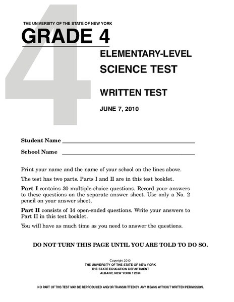 4th Grade Science Lesson Plans Grade 4 Science Test Lesson Plan for 4th Grade