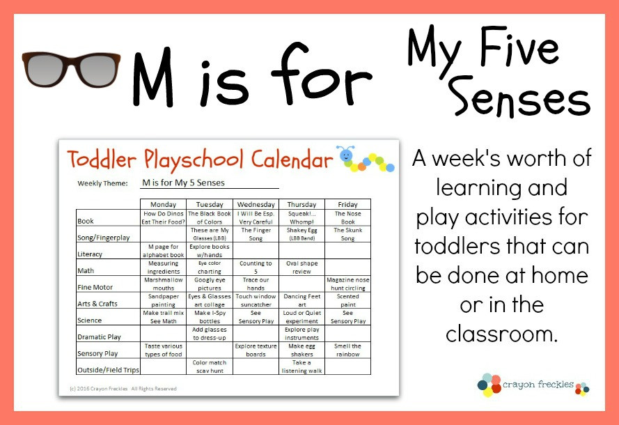 5 Senses Lesson Plans toddler Playschool M is for My 5 Senses Free Printable