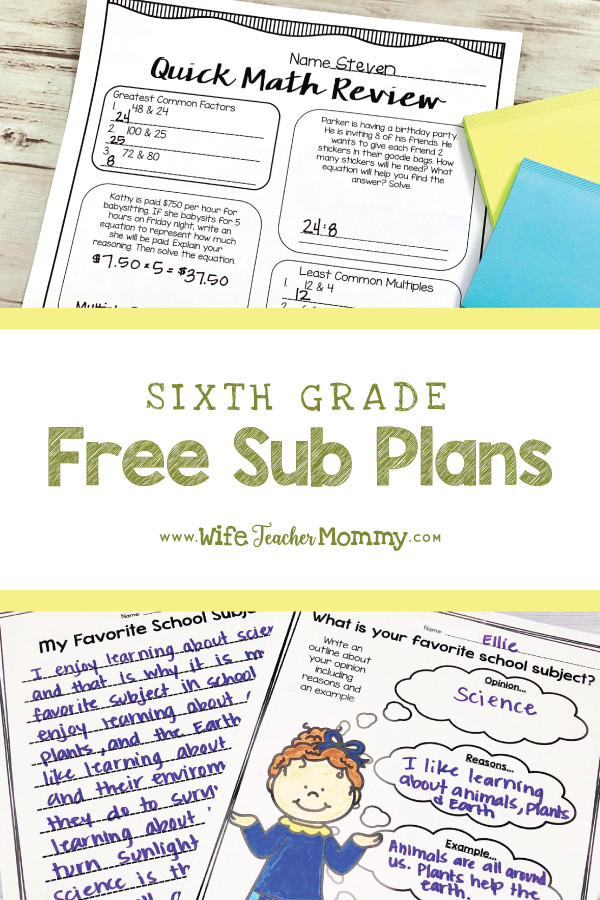 6th Grade Ela Lesson Plans Free 6th Grade Sub Plans