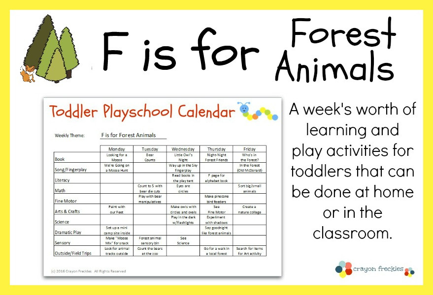 Animals Lesson Plan toddler Playschool F is for forest Animals Lesson Plan