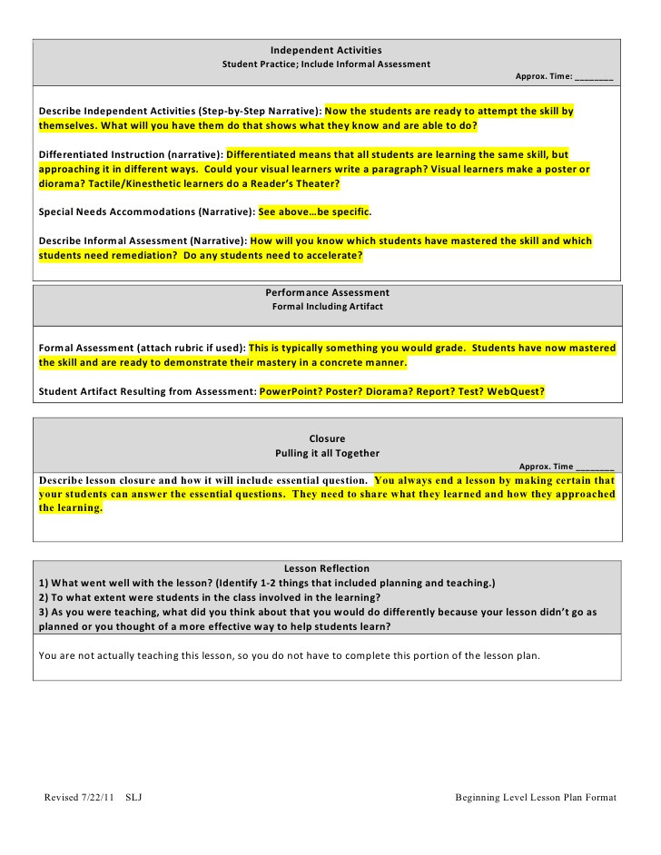 Annotated Lesson Plan Lesson Plan Template with Annotations