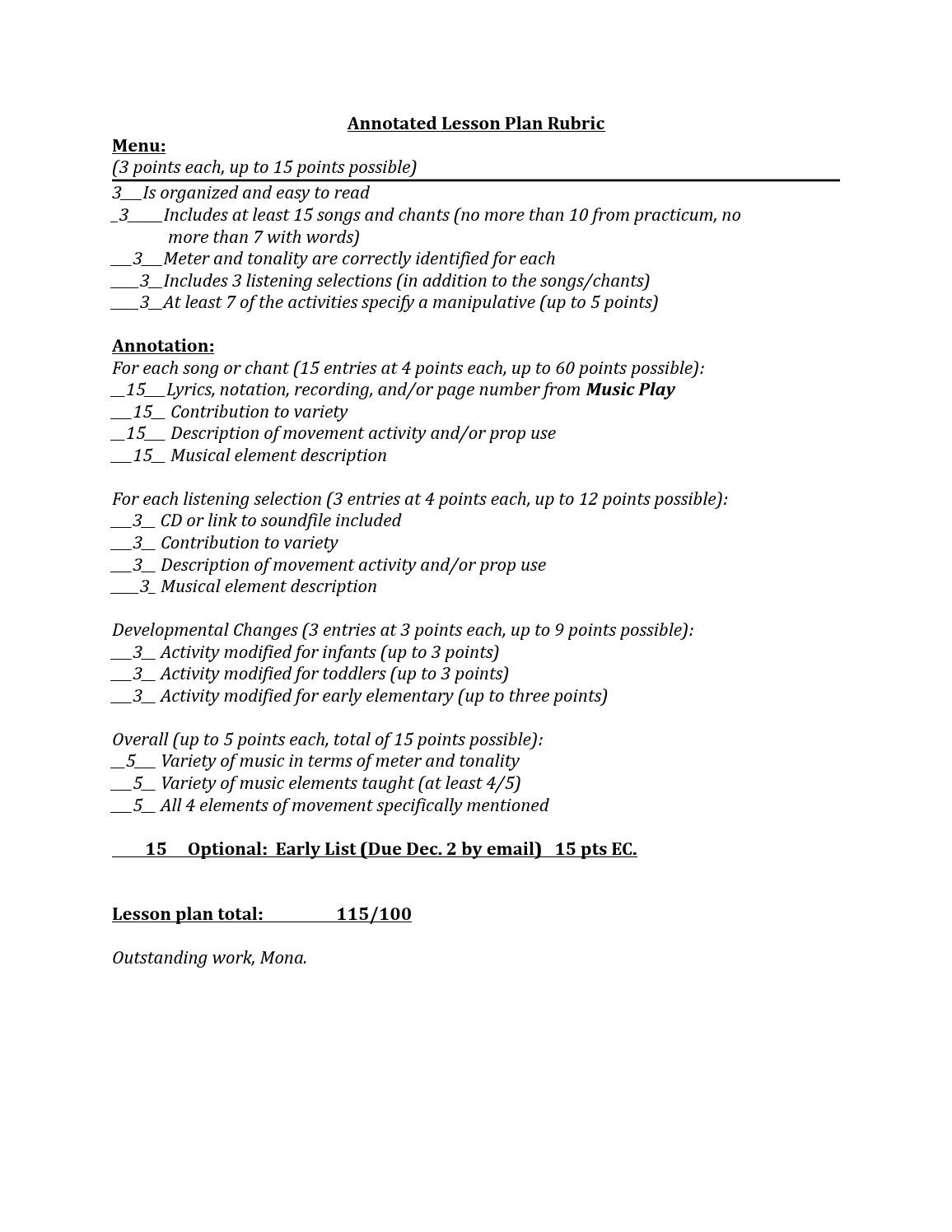 Annotated Lesson Plan Sample Annotated Lesson Plan with Rubric by Karen Salvador