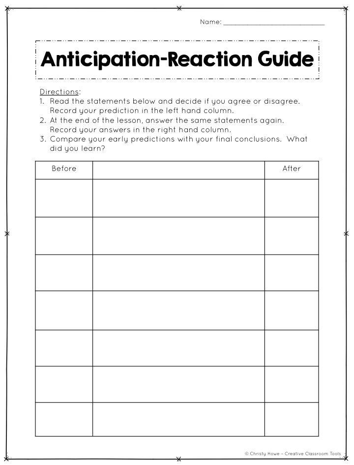 Anticipatory Set Lesson Plan 8 Best Anticipation Guide Images On Pinterest