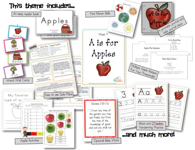 Apple Lesson Plans for Preschool A is for Apples Preschool Lesson Plans 1 Week tons Of
