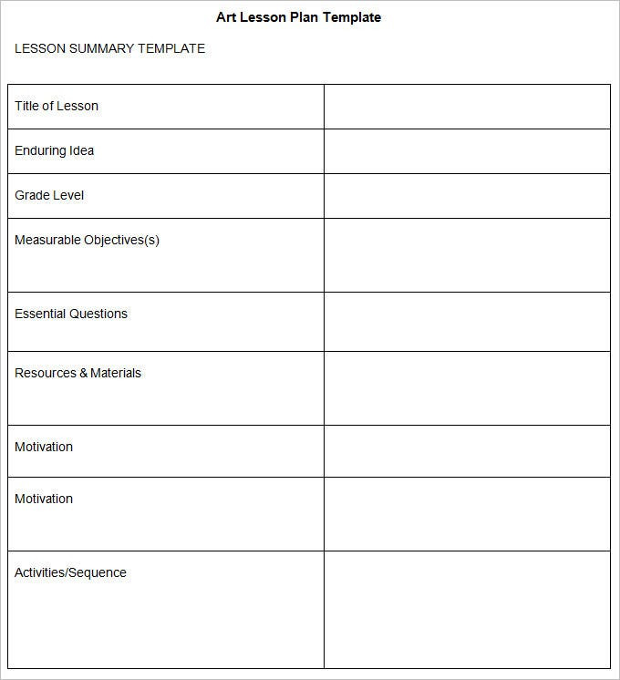 Art Lesson Plan Template Art Lesson Plan Template 3 Free Word Pdf Documents Download